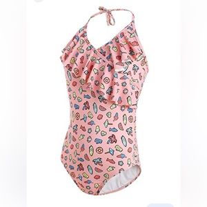 As Rose Rich tropical one piece halter girl swimsuit size 16